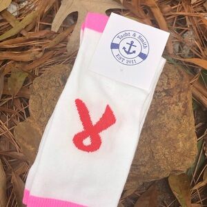 Breast Cancer Awareness White and Pink Ribbon Socks